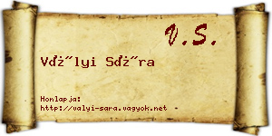 Vályi Sára névjegykártya